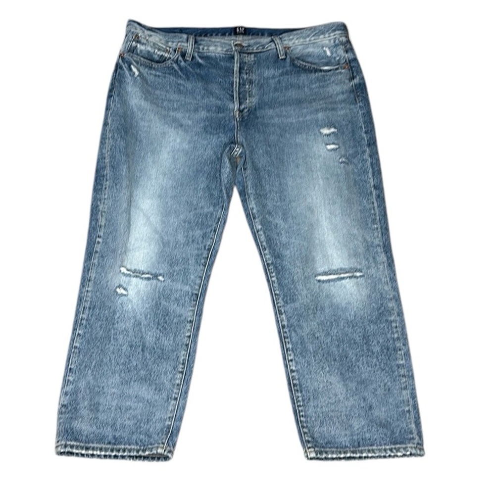 GAP Mid Rise Destructed Boyfriend Distressed Jeans